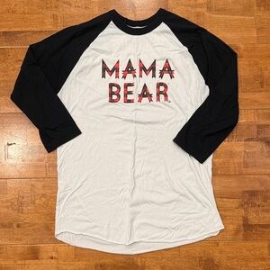 Mama Bear Raglan Baseball Tee - Black and White